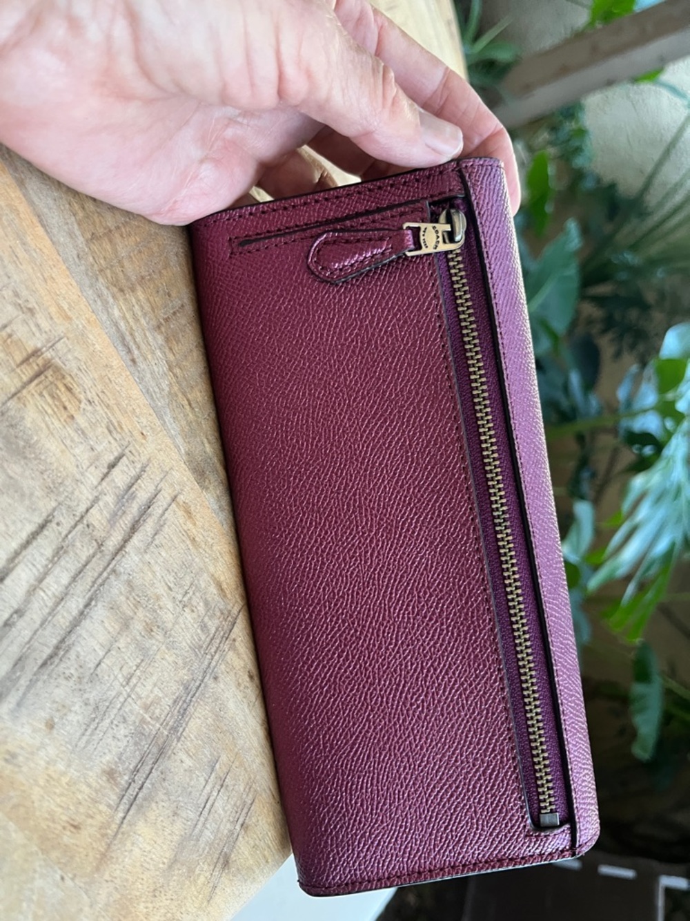 Coach Metallic Plum Leather Envelope Wallet - Picture 6 of 6
